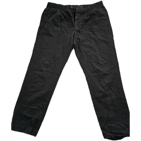 AllSaints Mens Tallis Pleated Trouser Cotton/Wool Black 32 Ankle Length - Picture 2 of 15